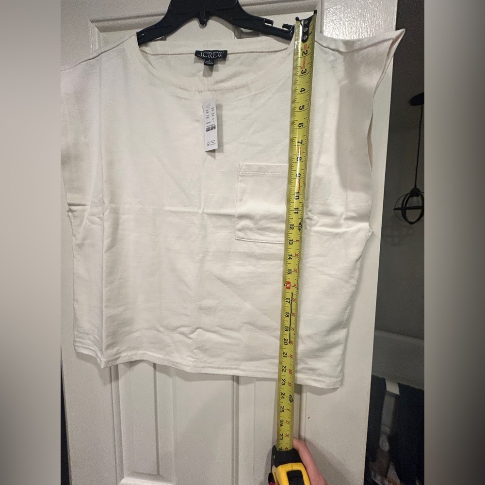 J Crew NWT New Mariner Jersey Boatneck Muscle T-shirt large in Ivory SEE PICS - Picture 10 of 11